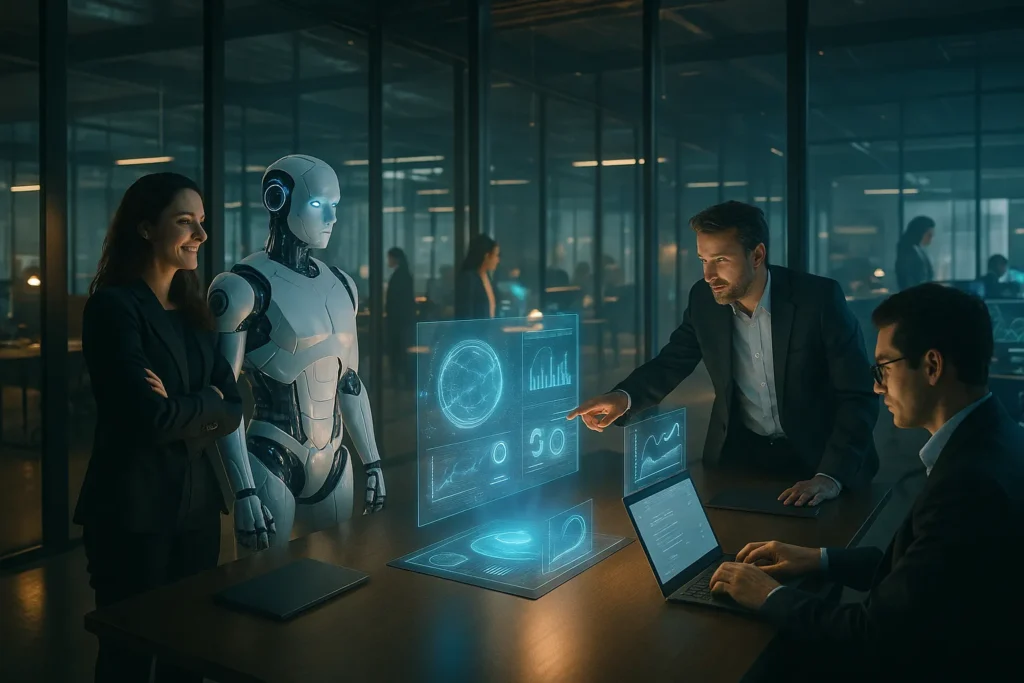 Placeholder Image Futuristic-Office-–-Humans-AI-Agents-Changeable-AI-NZ